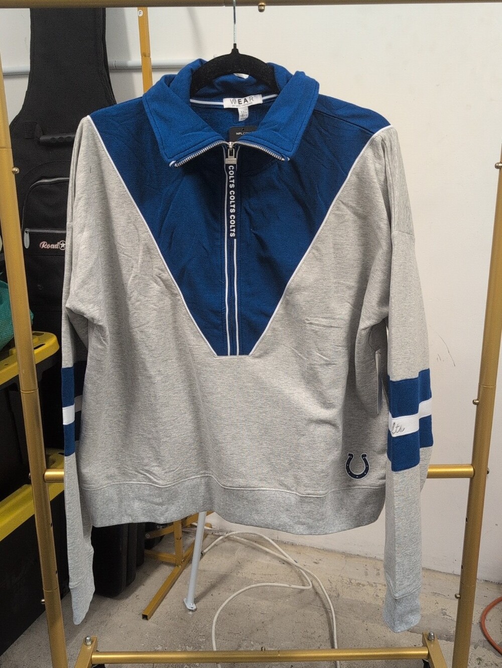 Women Wear By Erin Andrews Indianapolis Colts Blue/Gray Half-Zip Pullover Sz XXL